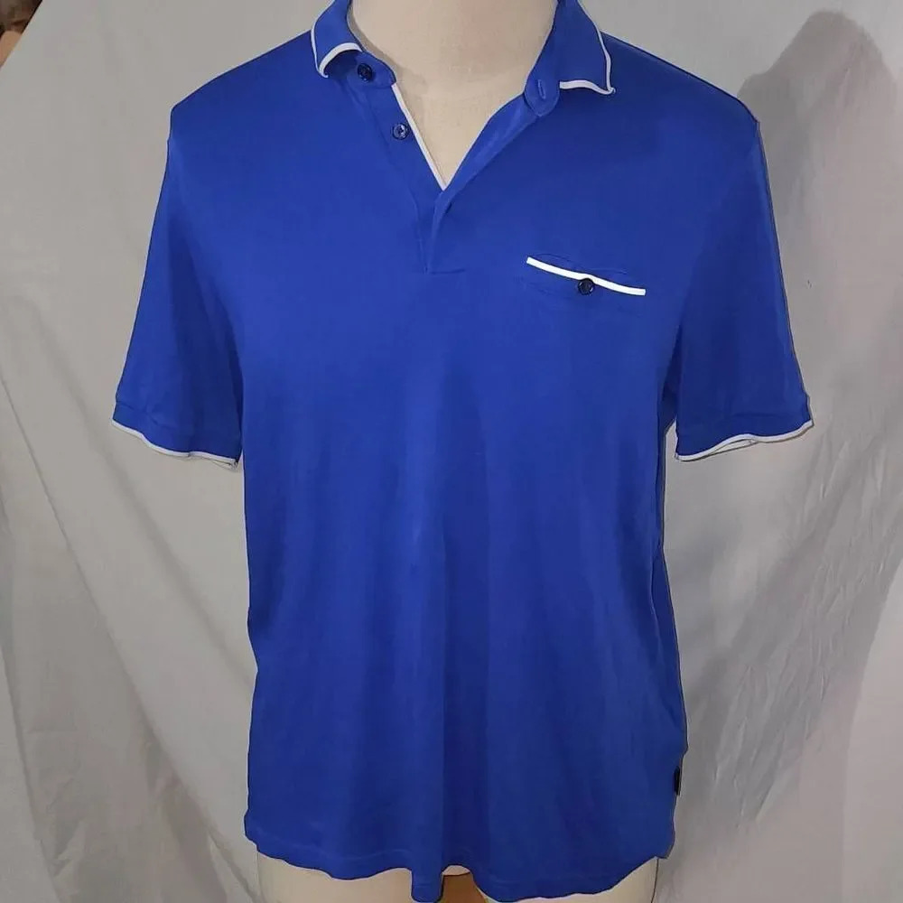 Ted Baker London Mens Blue Short Sleeve Polo Shirt‎ 5 XL
